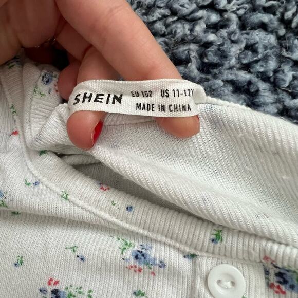 Shein - Girls size 11-12Y - Ribbed button up shirt - floral print - Picture 6 of 7
